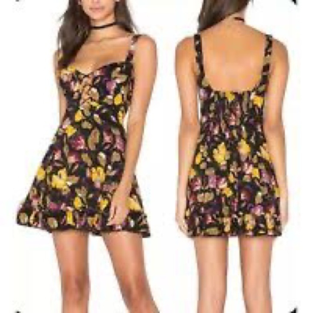 Free People Lattice Lovers Floral Low Cut Cross Front Dress Women’s Small